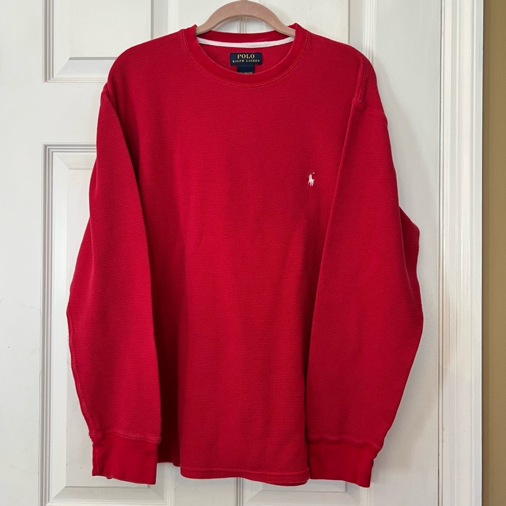 Polo Ralph Lauren Thermal Shirt Red Knit Mens Sz XXL White Pony Preppy Holiday